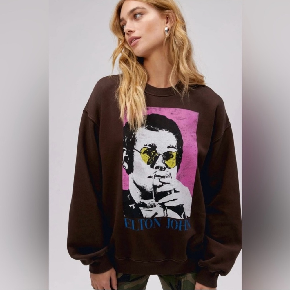 Brown Elton John Graphic Sweatshirt